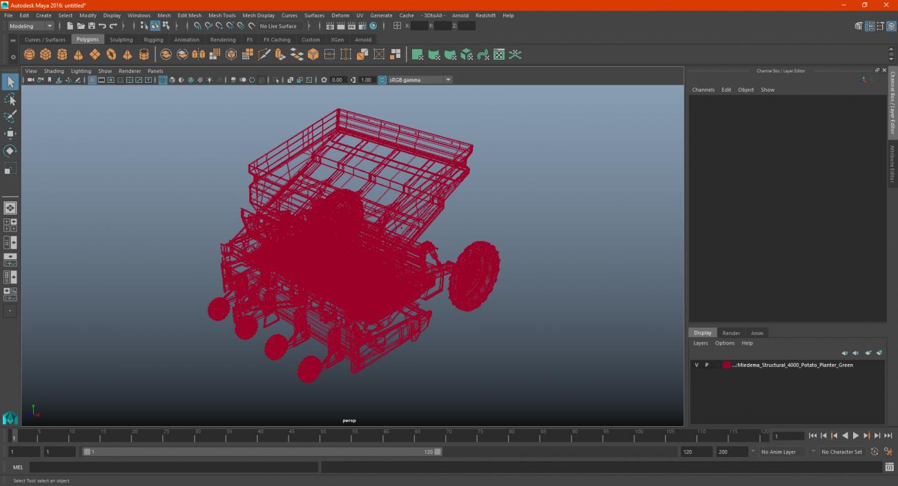 Miedema Structural 4000 Potato Planter Green Used 3D model