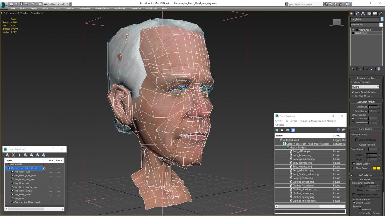 Cartoon Joe Biden Head 3D