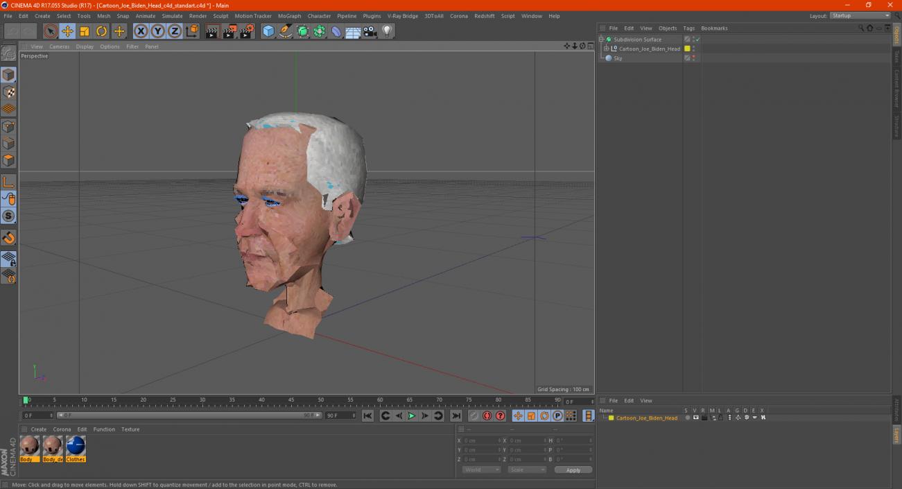 Cartoon Joe Biden Head 3D