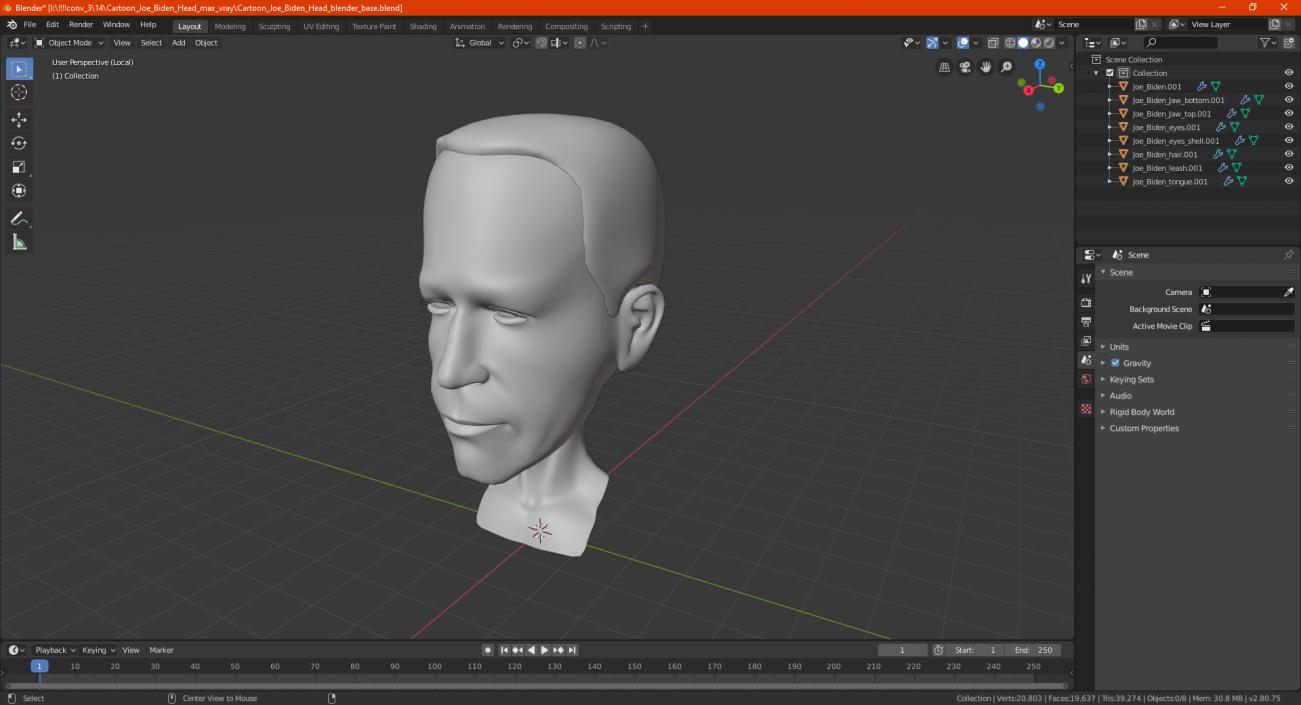 Cartoon Joe Biden Head 3D