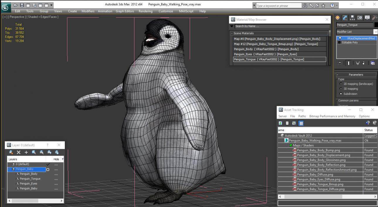 3D model Penguin Baby Walking Pose