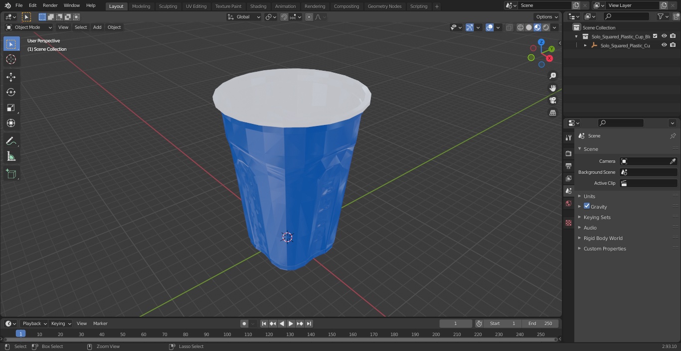 Solo Squared Plastic Cup Blue 3D model