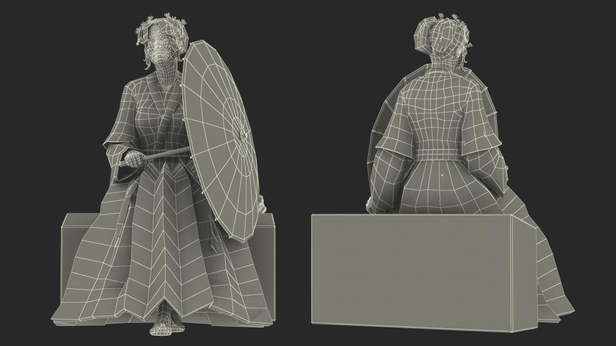 Woman in Chinese Traditional Clothes Sitting 3D model