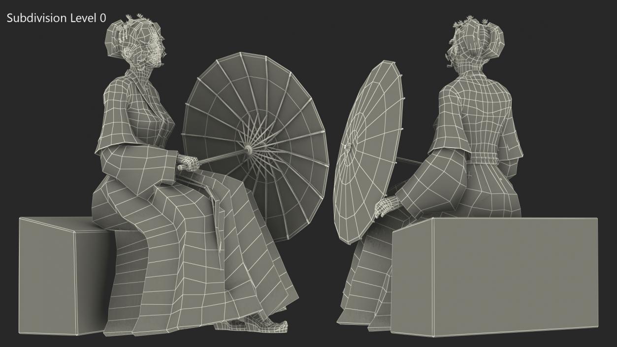 Woman in Chinese Traditional Clothes Sitting 3D model