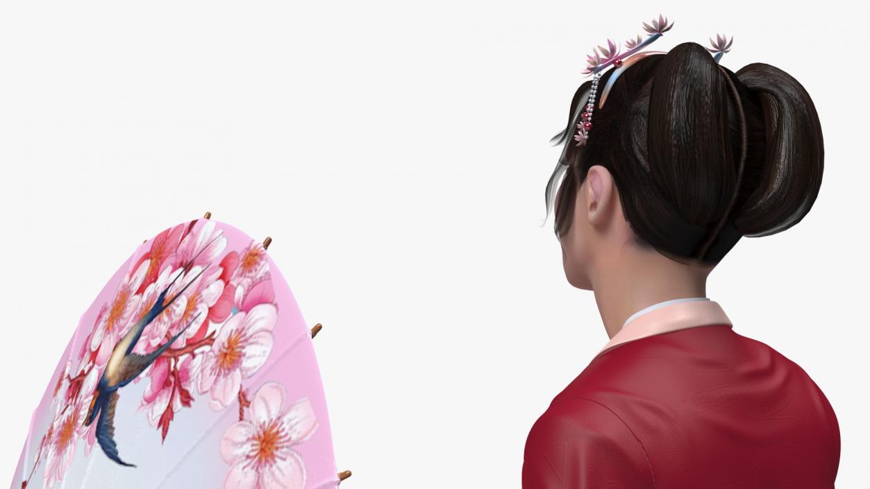 Woman in Chinese Traditional Clothes Sitting 3D model