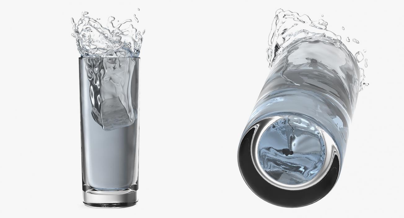 Ice Cube Water Splash in Cocktail Glass 3D model