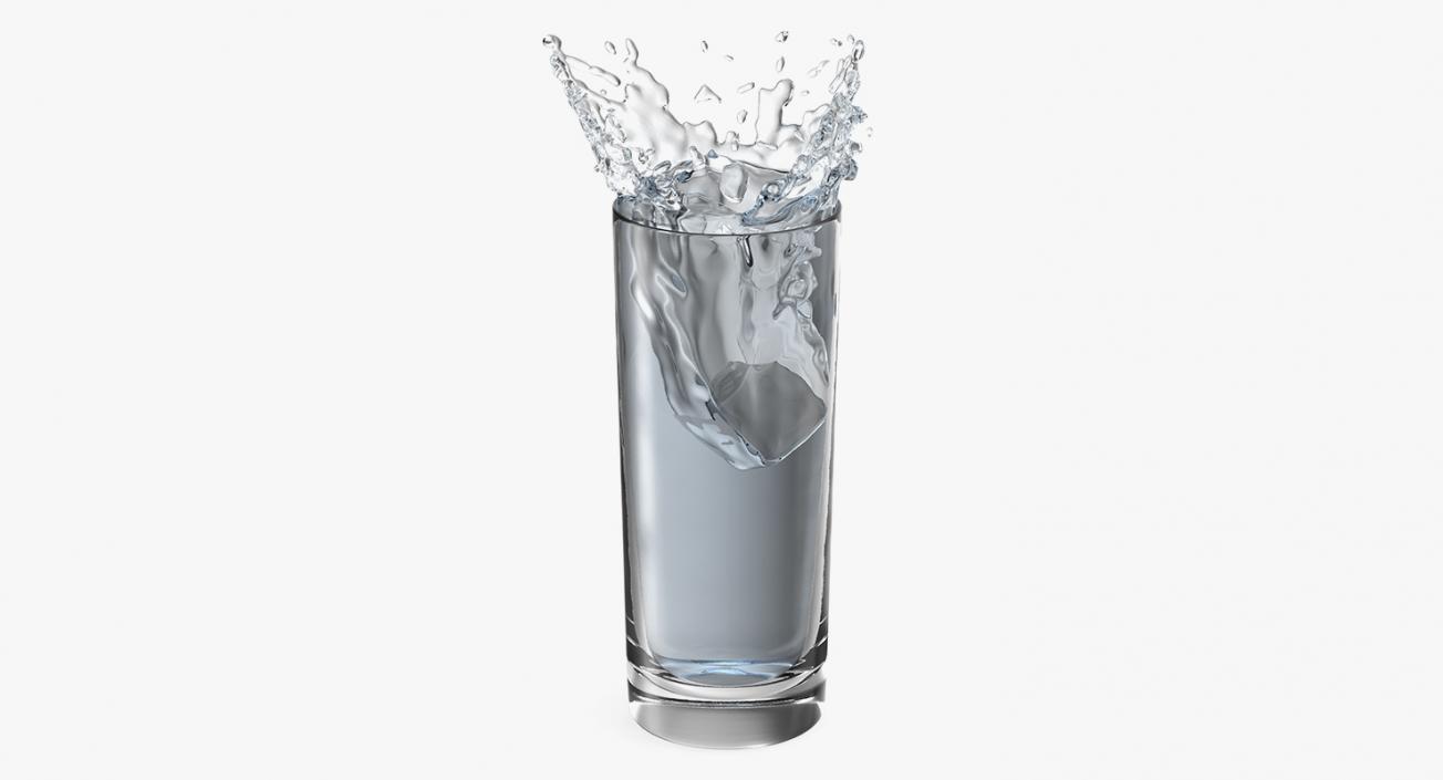 Ice Cube Water Splash in Cocktail Glass 3D model