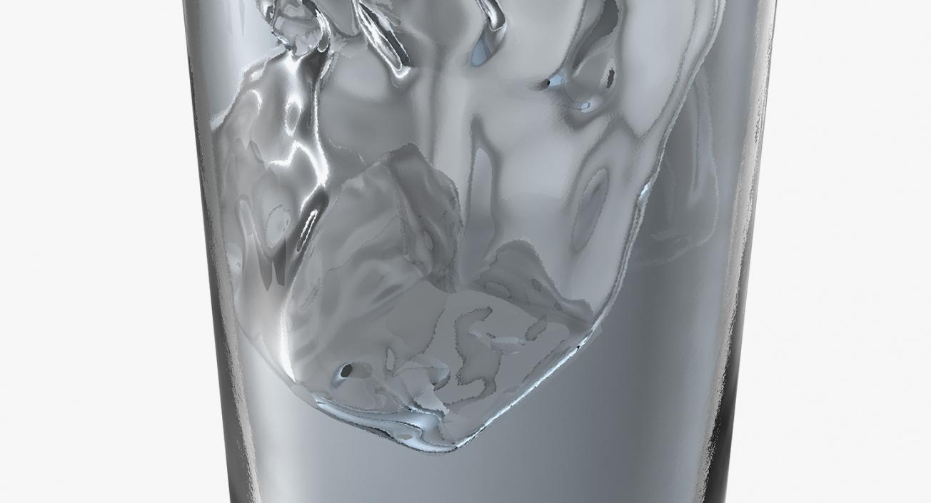 Ice Cube Water Splash in Cocktail Glass 3D model