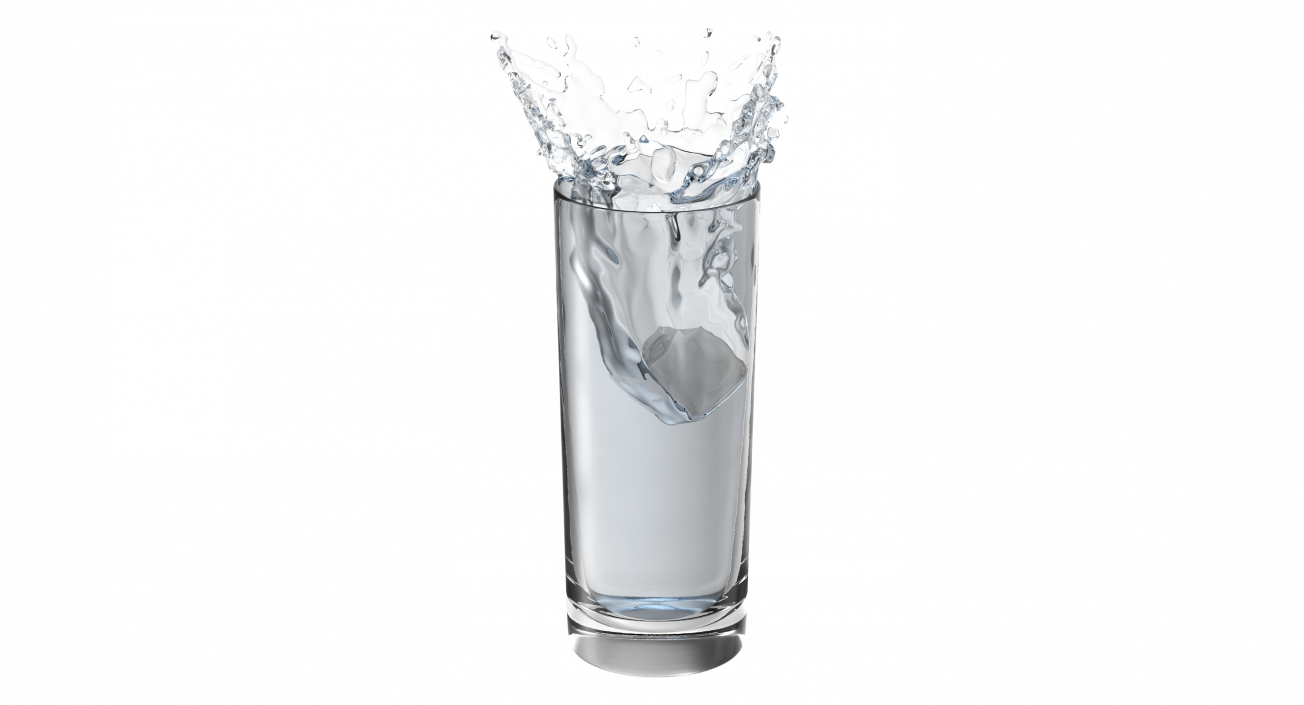 Ice Cube Water Splash in Cocktail Glass 3D model