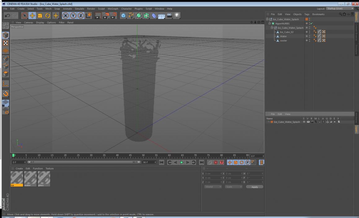 Ice Cube Water Splash in Cocktail Glass 3D model