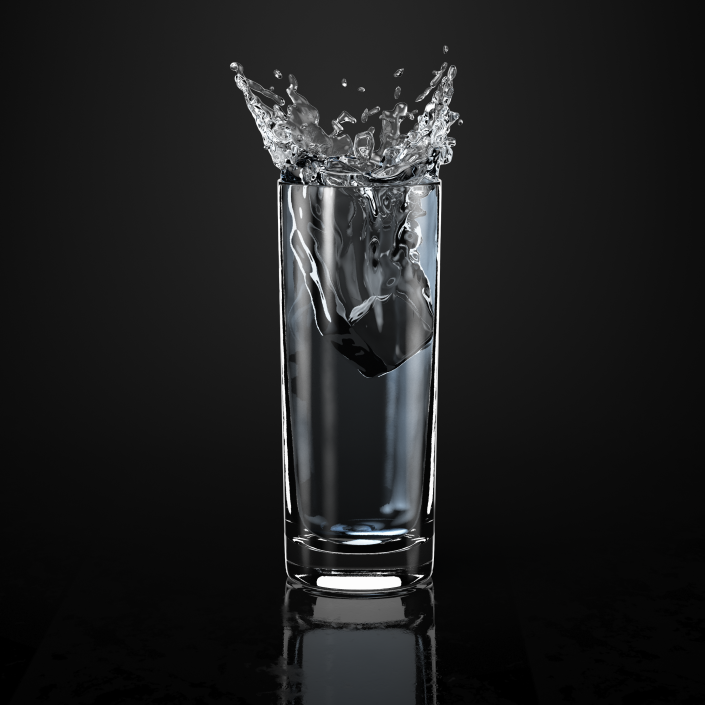 Ice Cube Water Splash in Cocktail Glass 3D model