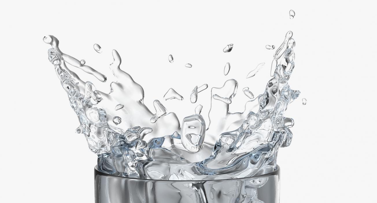 Ice Cube Water Splash in Cocktail Glass 3D model