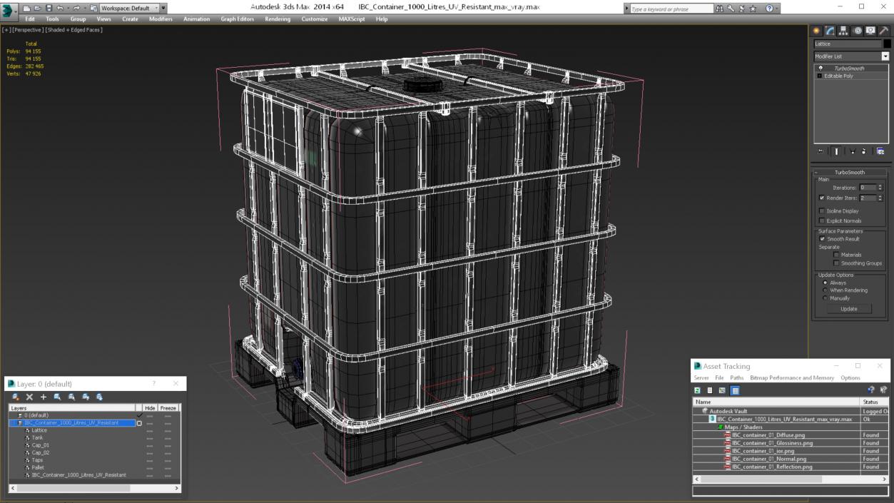 3D IBC Container 1000 Litres UV Resistant model