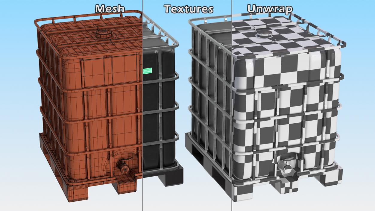 3D IBC Container 1000 Litres UV Resistant model