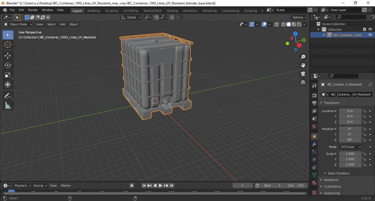 3D IBC Container 1000 Litres UV Resistant model