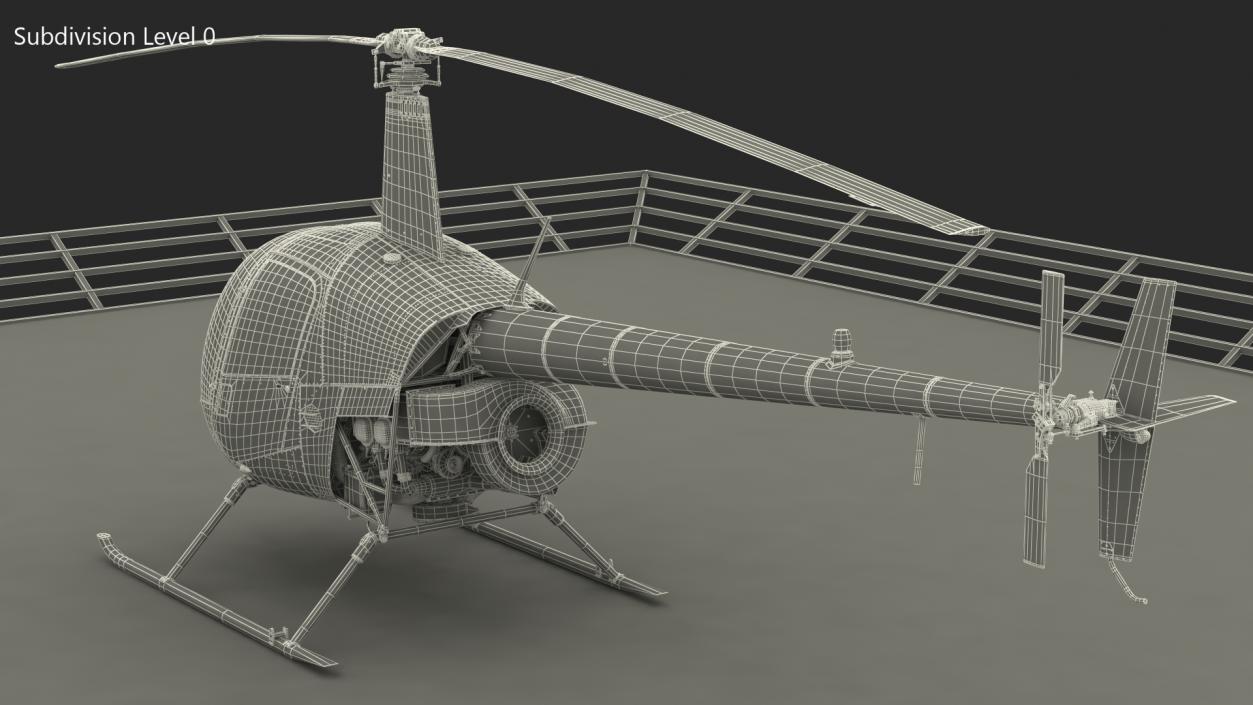 3D Helicopter Robinson R22 on Landing Pad model