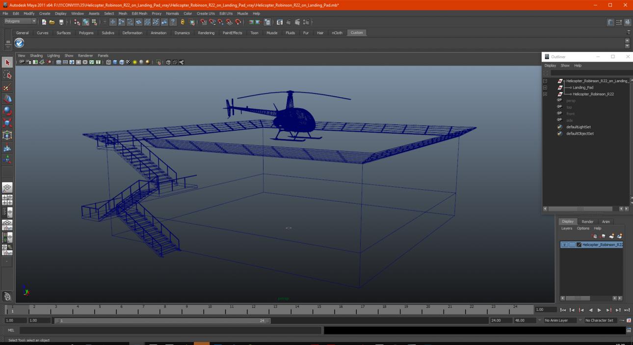 3D Helicopter Robinson R22 on Landing Pad model