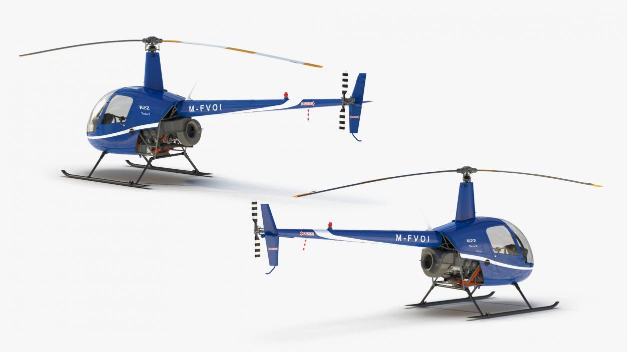 3D Helicopter Robinson R22 on Landing Pad model