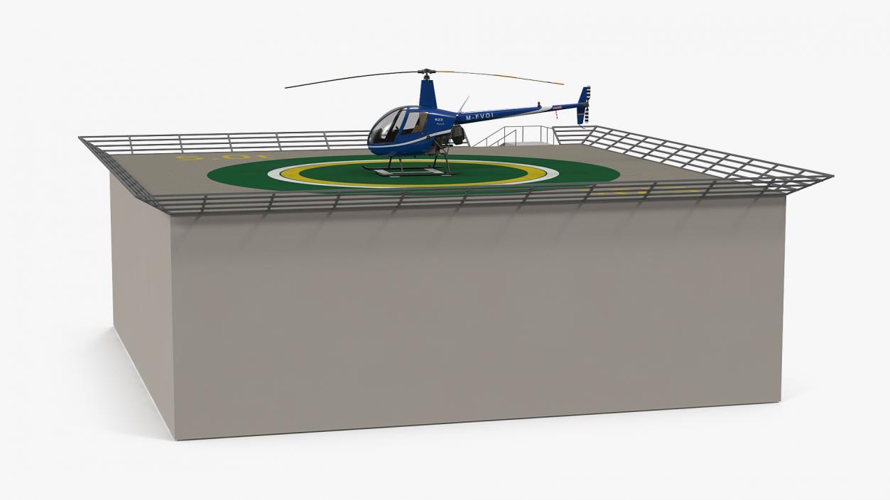 3D Helicopter Robinson R22 on Landing Pad model