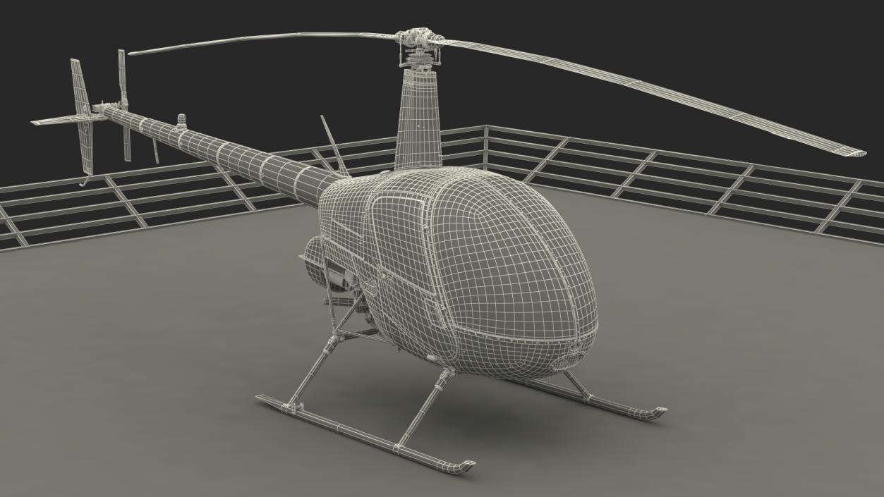 3D Helicopter Robinson R22 on Landing Pad model