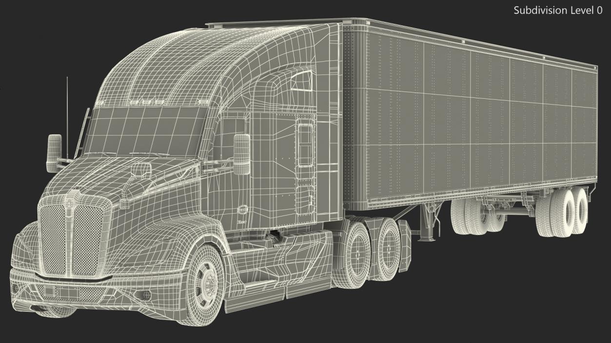 Kenworth Truck With Semi Trailer Rigged 3D model