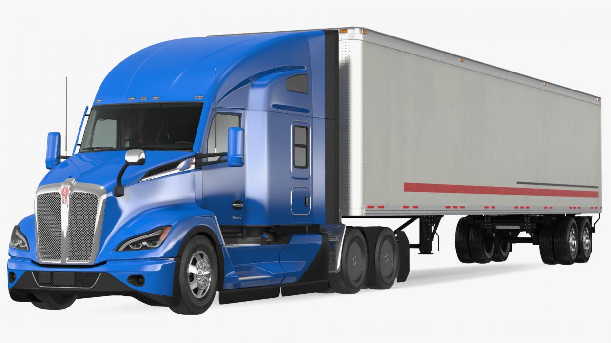 Kenworth Truck With Semi Trailer Rigged 3D model