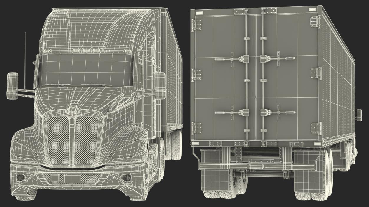 Kenworth Truck With Semi Trailer Rigged 3D model