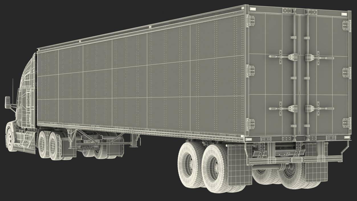 Kenworth Truck With Semi Trailer Rigged 3D model