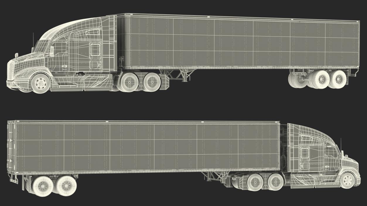 Kenworth Truck With Semi Trailer Rigged 3D model