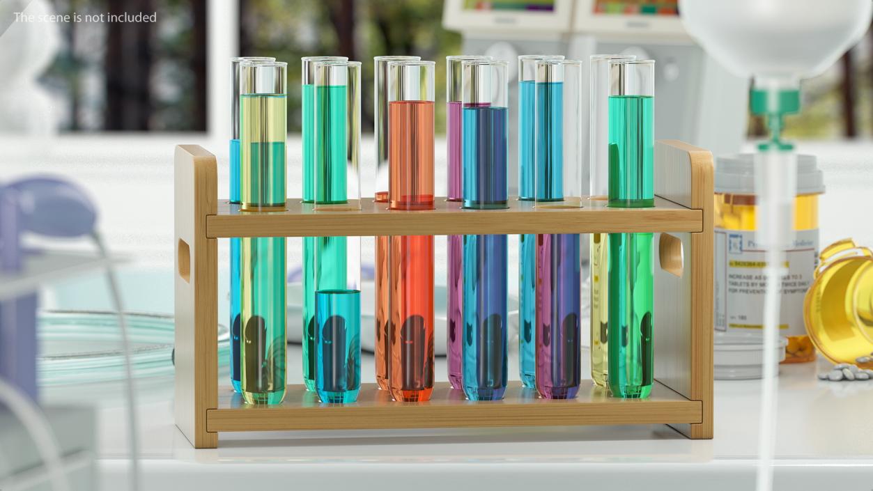 3D model Set of Test Tubes in Rack