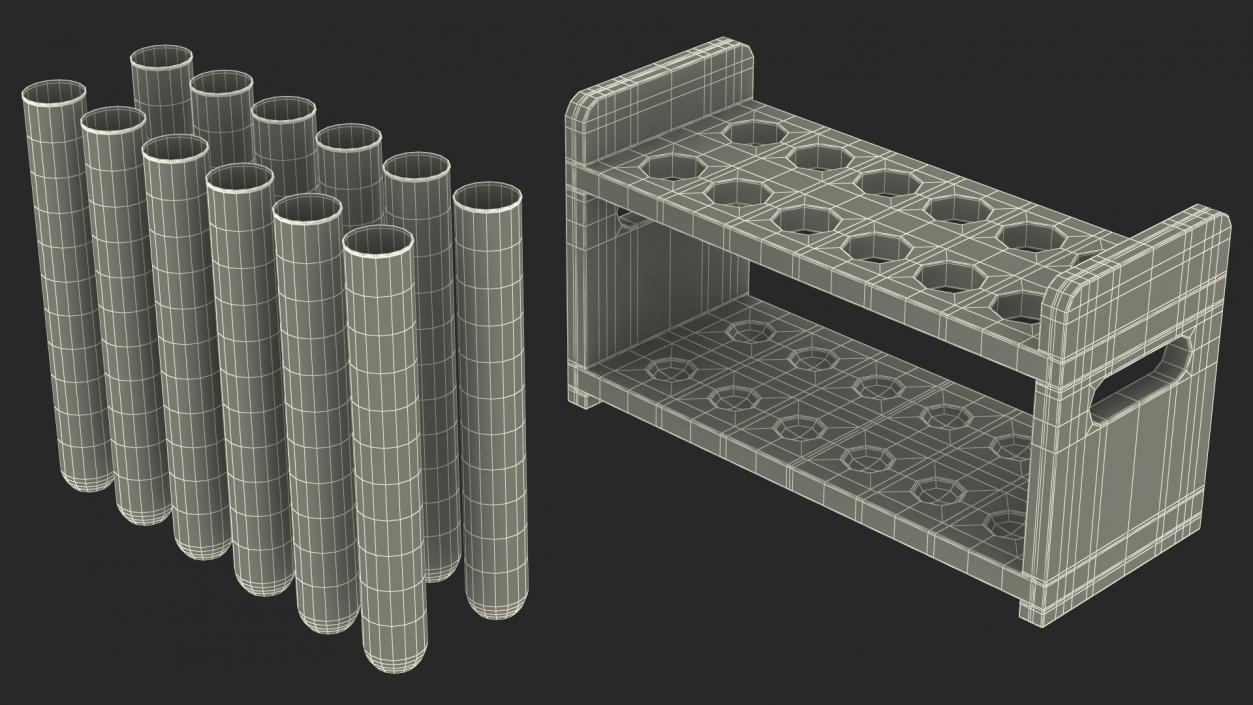 3D model Set of Test Tubes in Rack