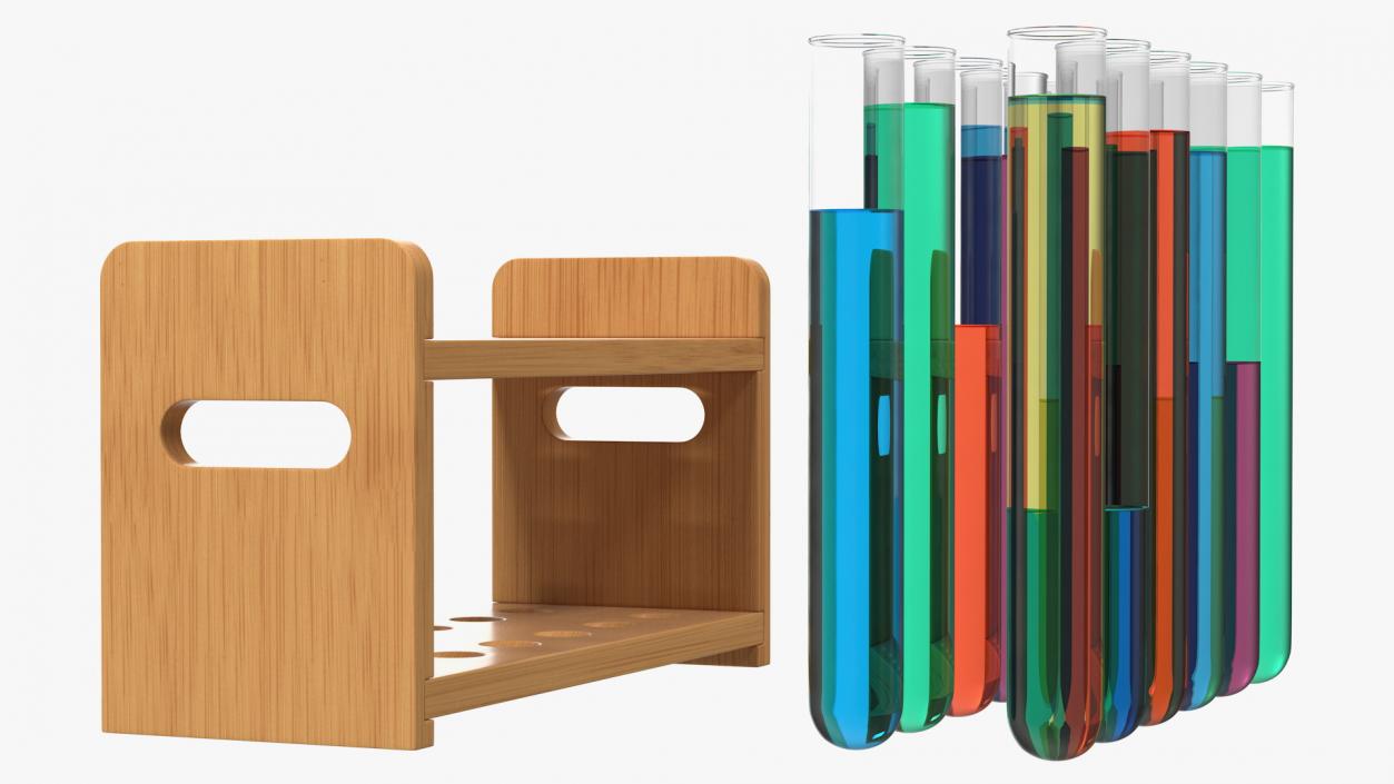 3D model Set of Test Tubes in Rack