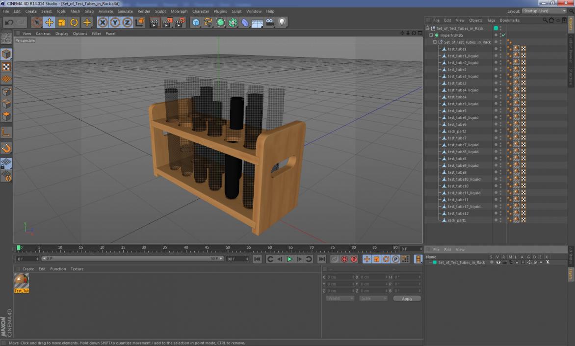 3D model Set of Test Tubes in Rack