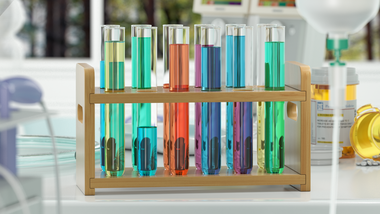 3D model Set of Test Tubes in Rack