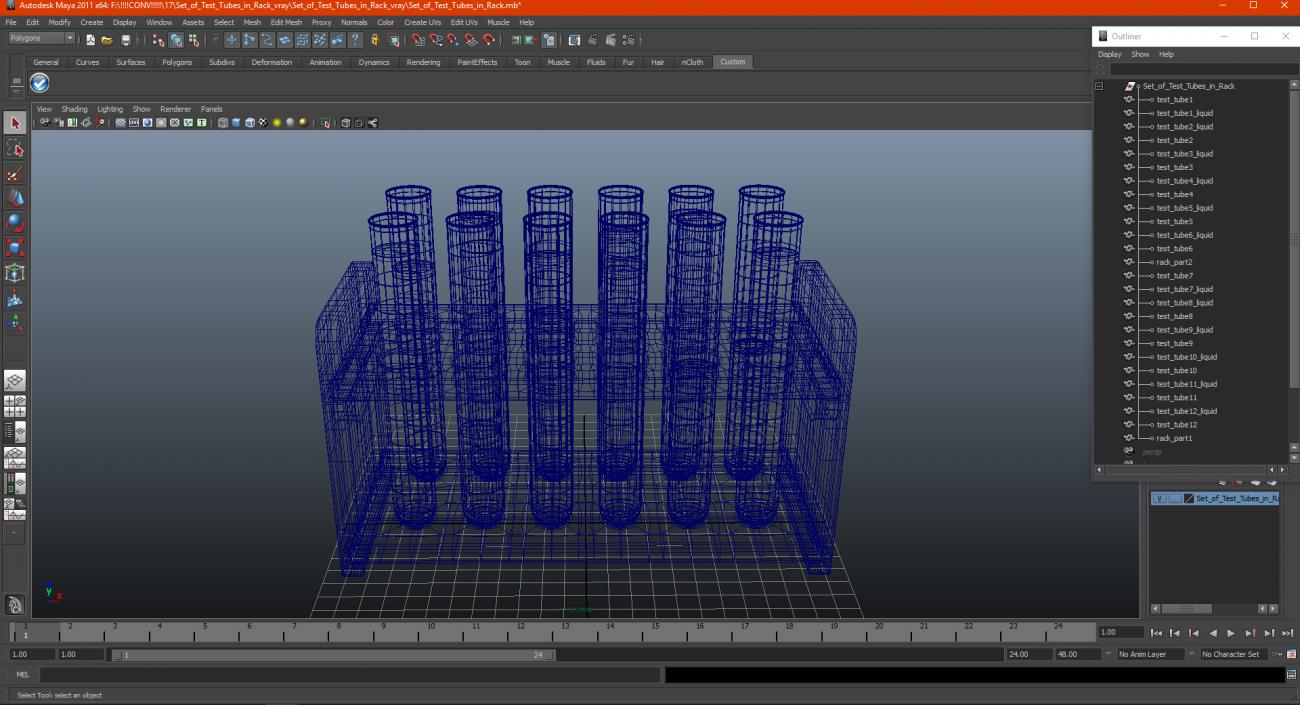 3D model Set of Test Tubes in Rack