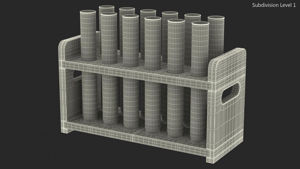 3D model Set of Test Tubes in Rack