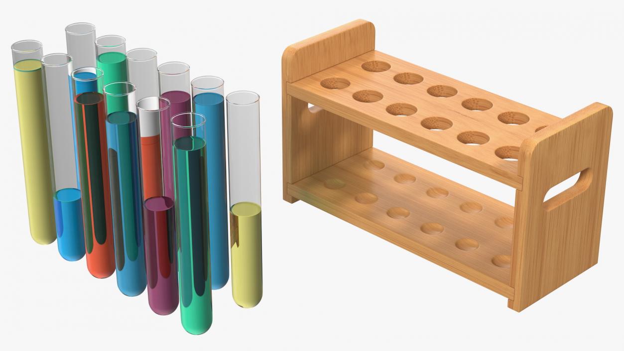 3D model Set of Test Tubes in Rack