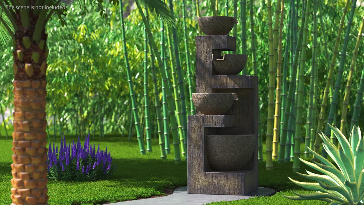 Stone Bowl Garden Fountain Empty 3D