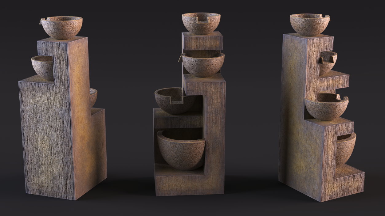 Stone Bowl Garden Fountain Empty 3D