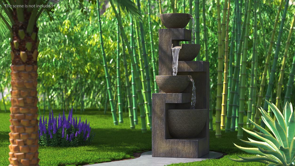 Stone Bowl Garden Fountain Empty 3D