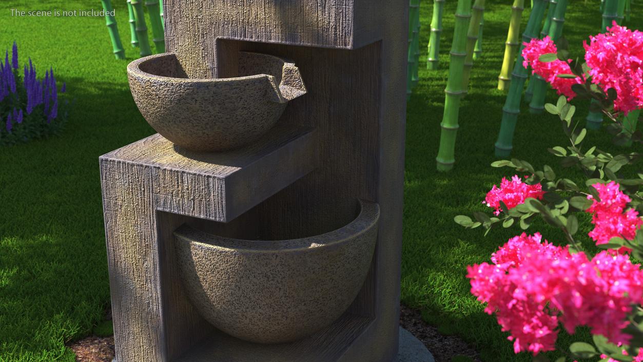 Stone Bowl Garden Fountain Empty 3D