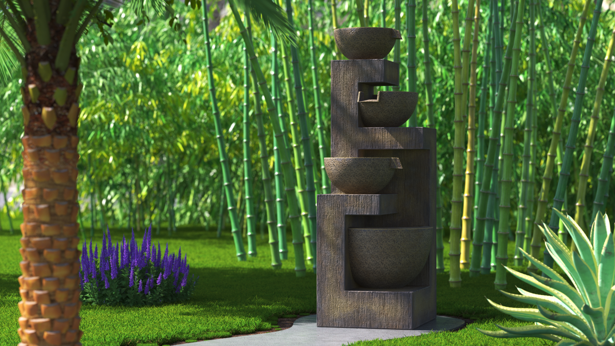 Stone Bowl Garden Fountain Empty 3D