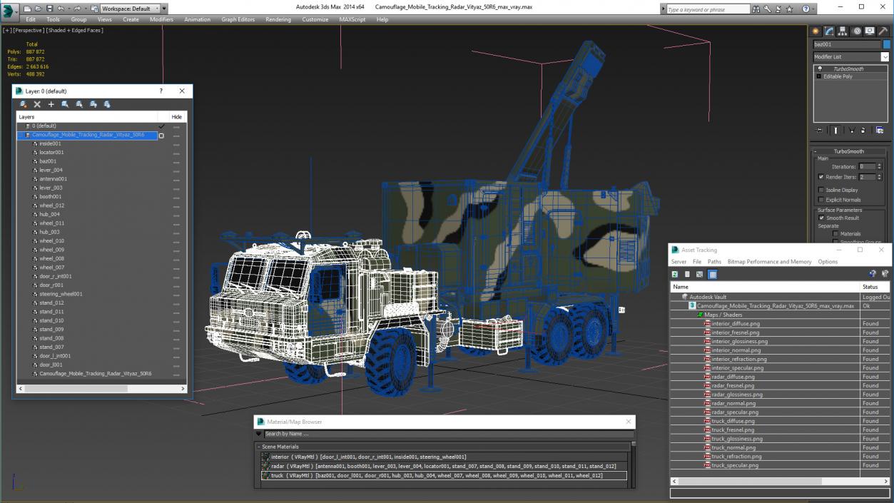 Camouflage Mobile Tracking Radar Vityaz 50R6 3D model