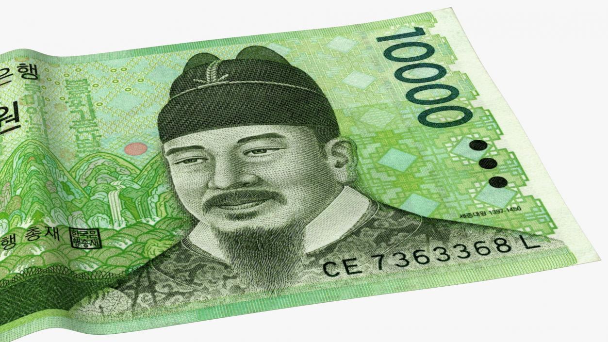 Korea Republic Won KRW 10000 Banknote 3D