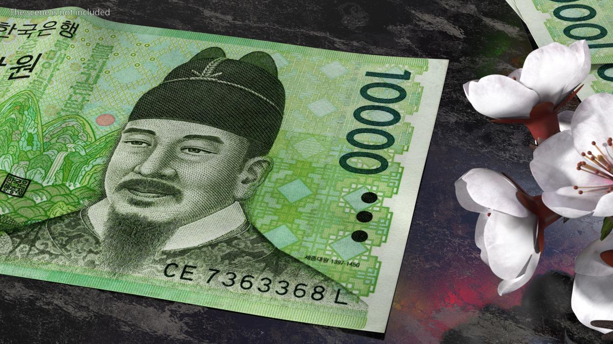 Korea Republic Won KRW 10000 Banknote 3D