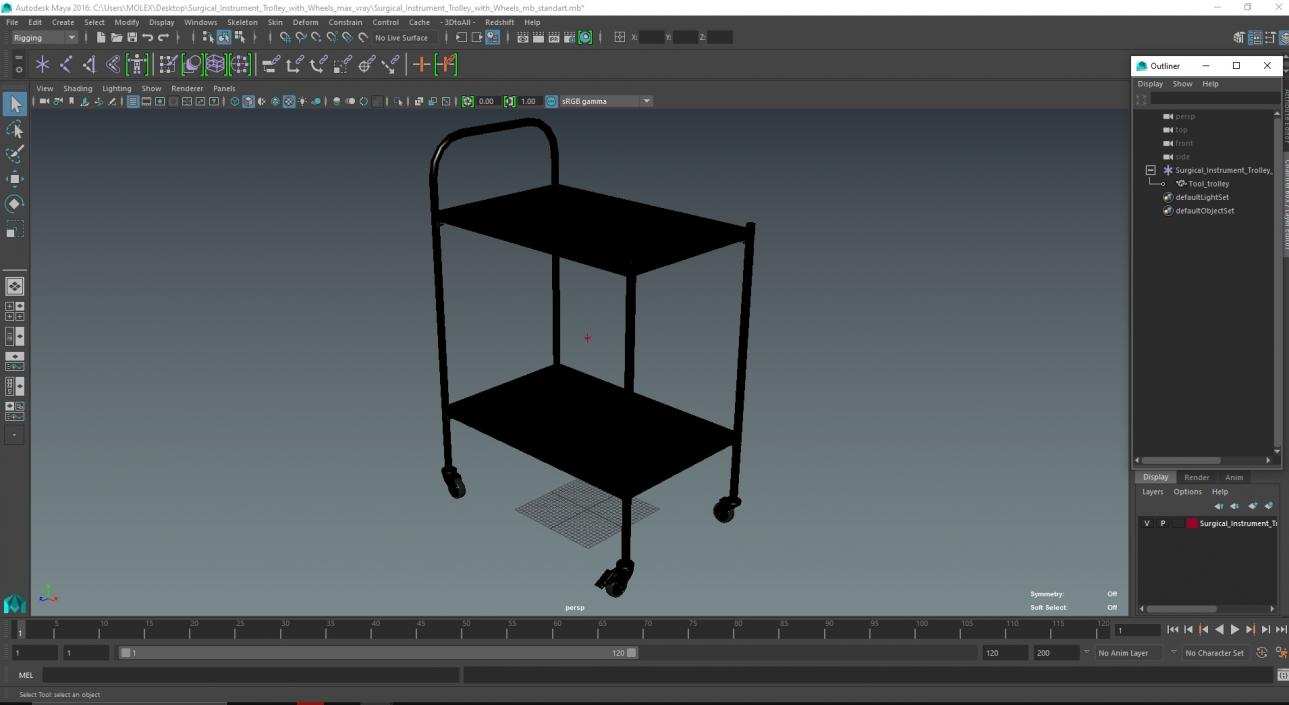Surgical Instrument Trolley with Wheels 3D model