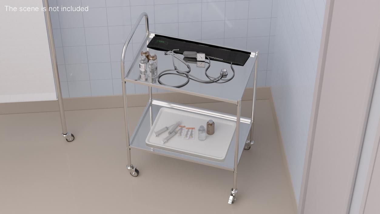 Surgical Instrument Trolley with Wheels 3D model