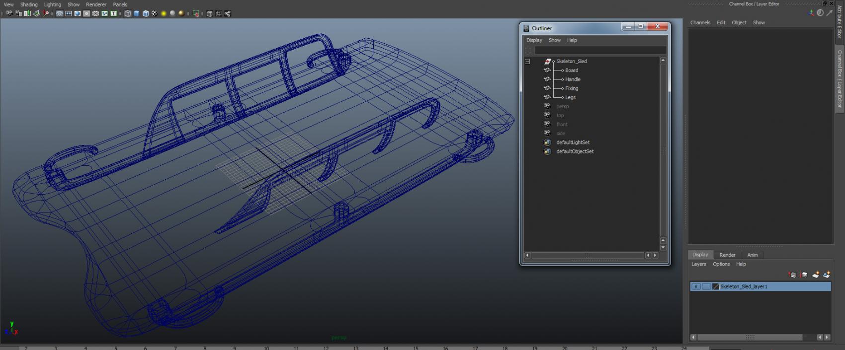 3D Skeleton Sled model