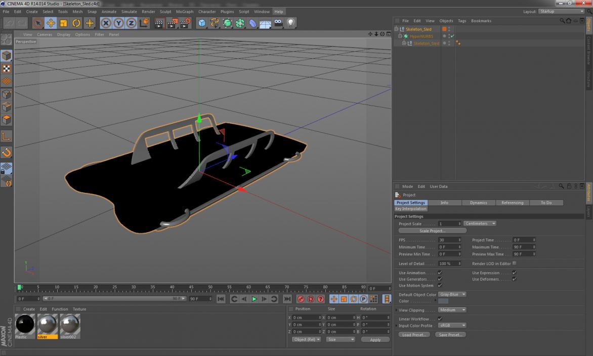 3D Skeleton Sled model