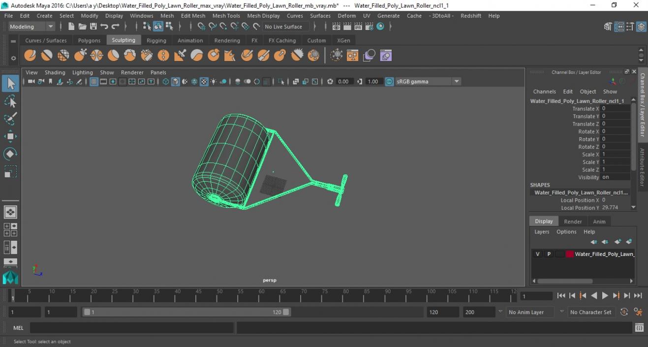 Water Filled Poly Lawn Roller 3D model